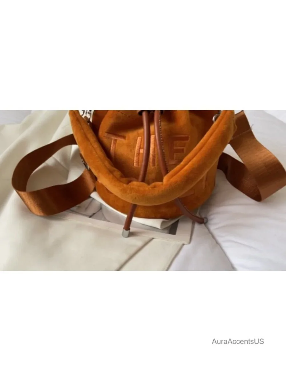 Mini Plush Velvet Bucket Bag for Women - Drawstring Crossbody Hobo Purse